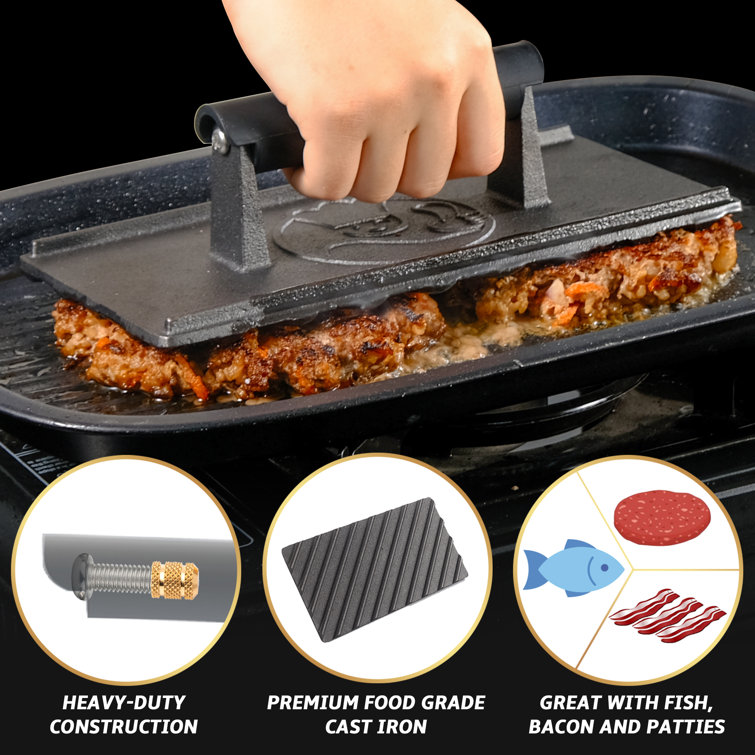 Gourmet Easy Cast Iron NonStick Dishwasher Safe Grill Press Wayfair